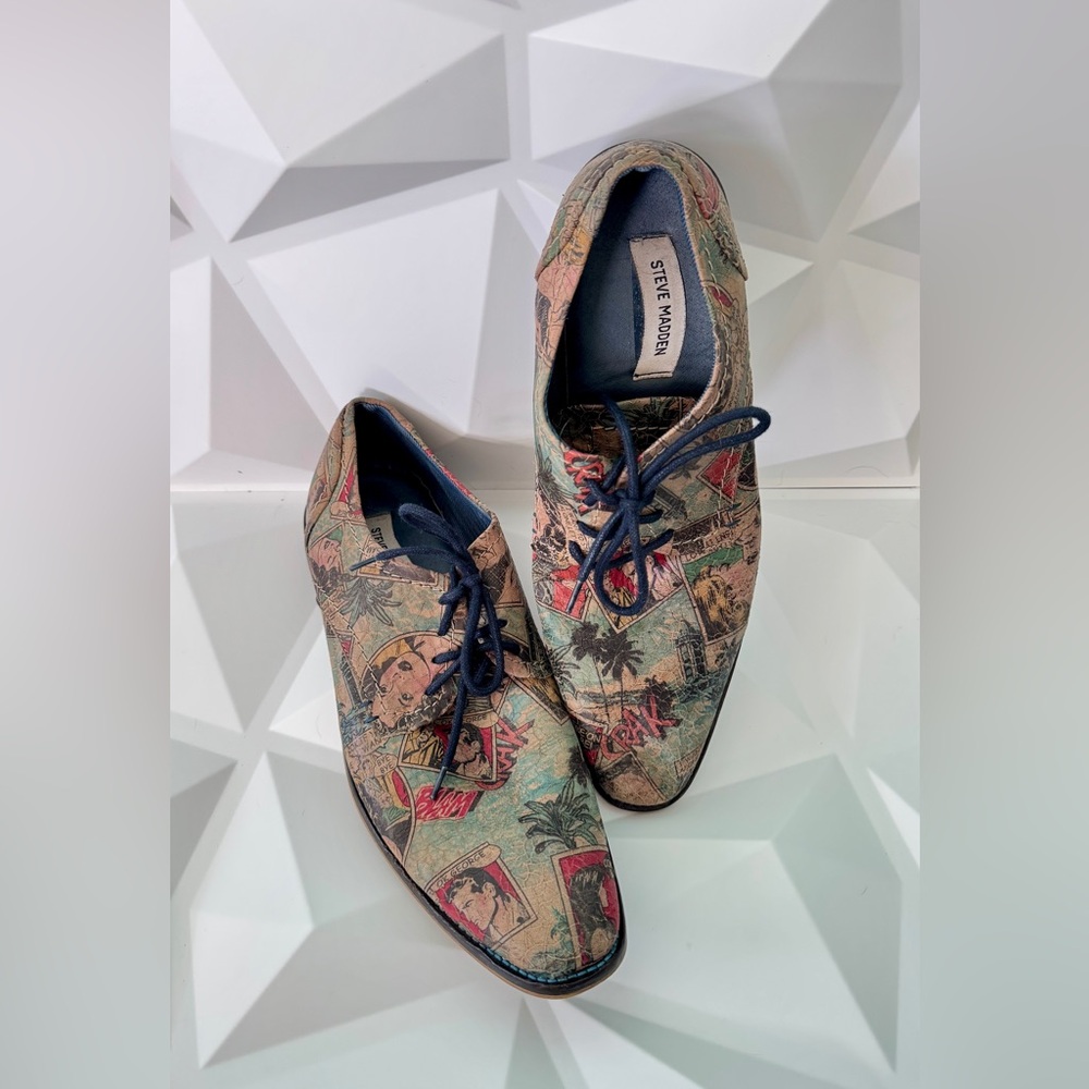 Men’s Steve Madden Dress Shoes, Size 11 – Unique vintage postcard print